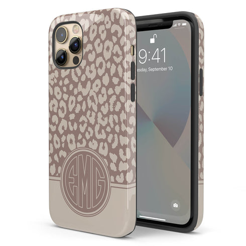 Boho Leopard Personalized Monogram iPhone Case